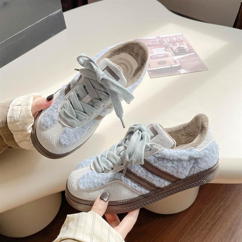 Retro Two-cotton Board Shoes Women's New Platform-soled Student Little White Shoes Versatile Fluffy Shoes
