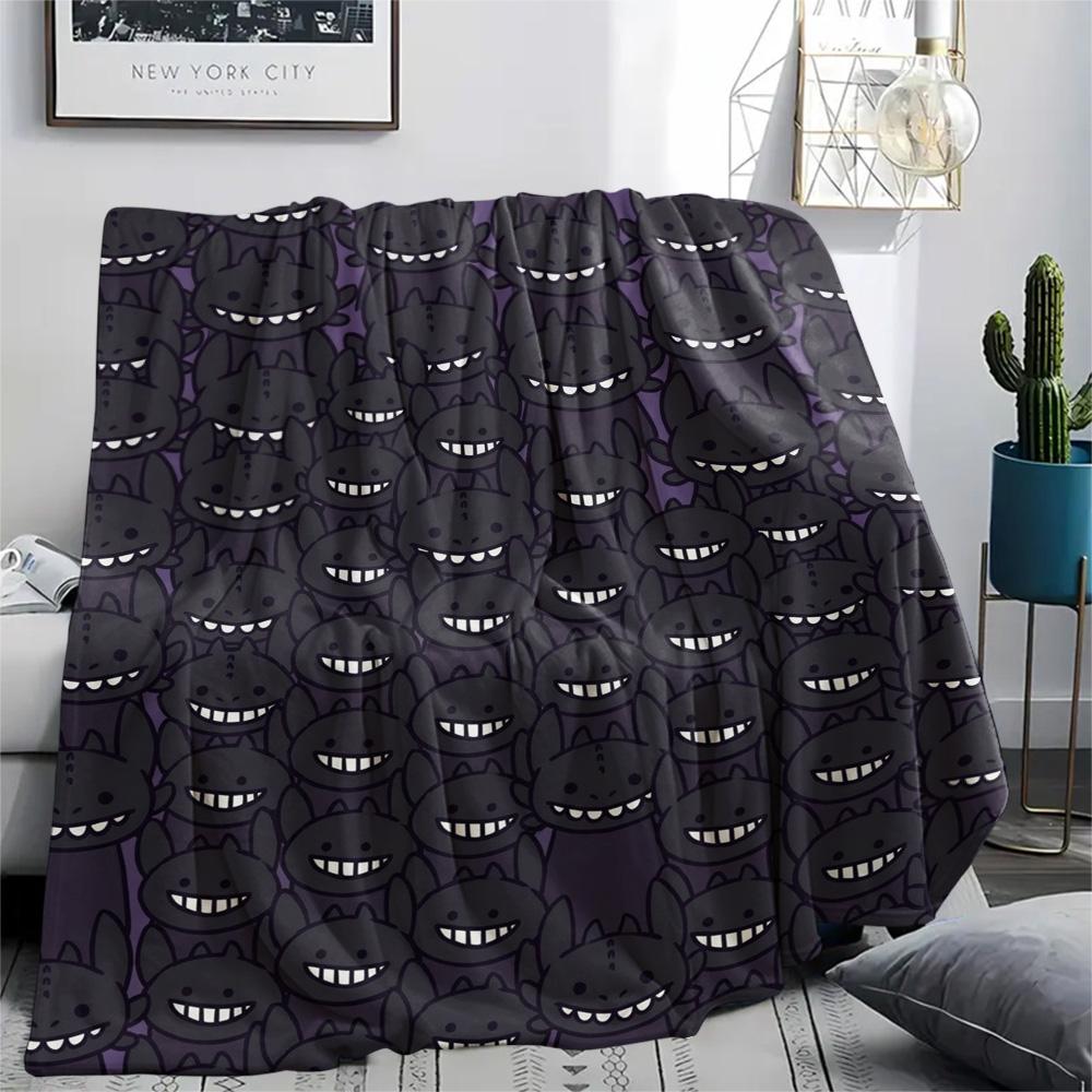 Toothless Night Fury Print Flannel Blanket, Ultra Soft High Quality All Seasons Warm Throw, Home Decor Cozy Blanket, Perfect Christmas Gift