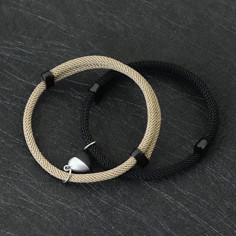 Romantic Magnet Couple Bracelet Valentine Day Gift Adjustable Friendship Rope Braclet 2Pcs/Set Paird Matching Braslet Pulsera