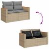 9 Piece Garden Sofa Set with Cushions Beige Poly Rattan & Acacia