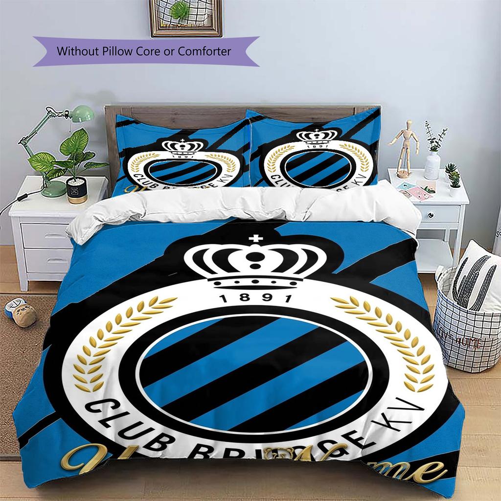 Club Brugge KV Custom Name Pattern Bedding,Quilt Set Quilt Cover Pillowcase Home Birthday Gift(1 * Duvet Cover + 2 * Pillowcase, Without Core)