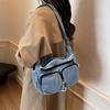 2025 new niche retro pleated dumpling bag denim locomotive bag casual fashion shoulder messenger canvas bag