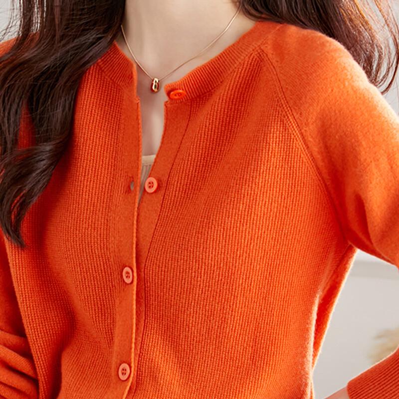 Srcr 100% Merino Wool Round Neck Cardigan