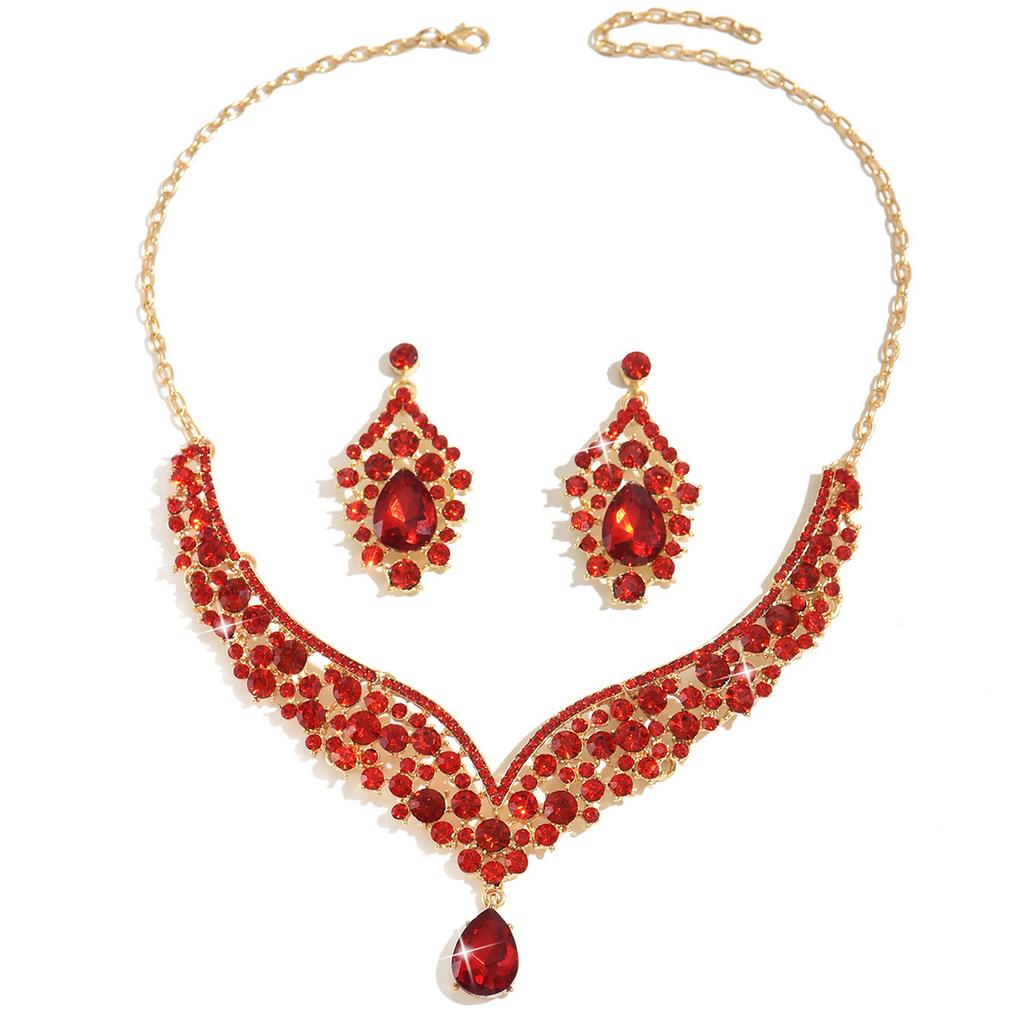 Vintage Jewelry Exaggerated Necklace Earrings Large Set Luxury Crystal Jewelry Banquet Wear