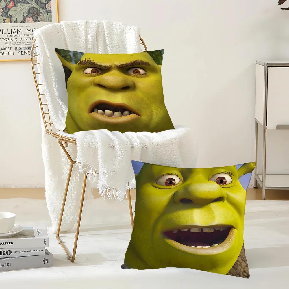 Cartoon Funny S-Shrek Pillowcase Throw Pillow Cases Cover for Sofa Interior Decoration Living Room Decorative Cushion Covers