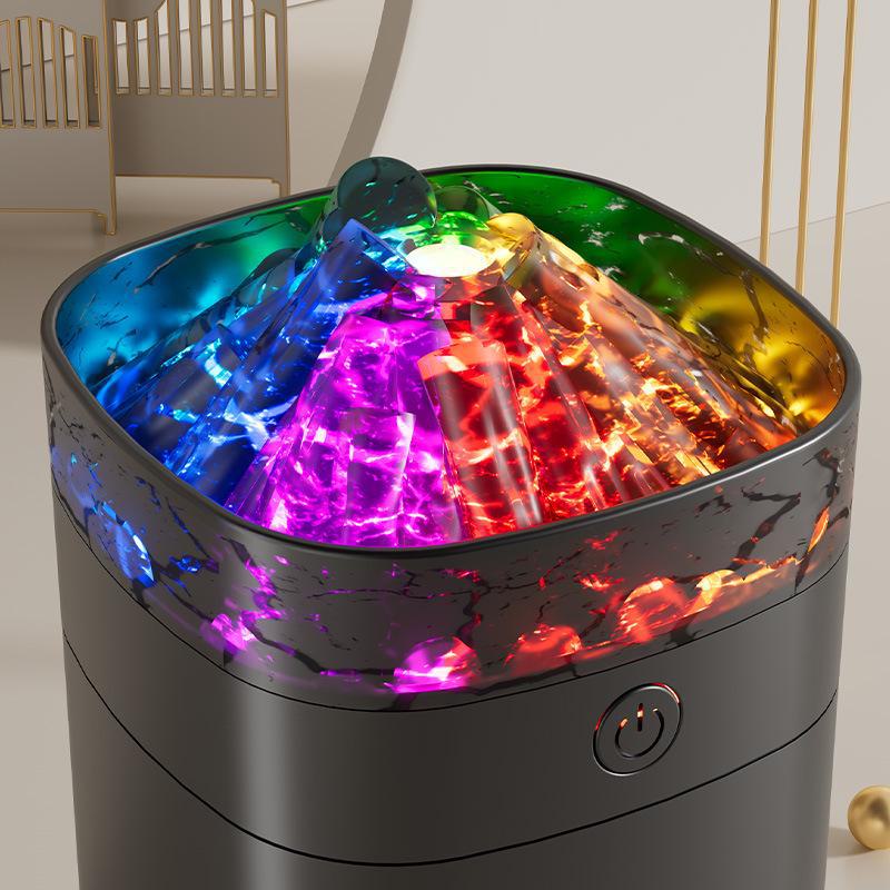 Humidificador de dormitorio con forma de volcán colorido y gran salida de vapor