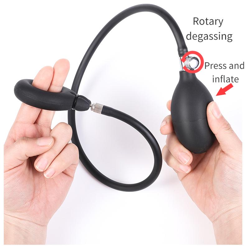 Silicone Inflatable Bondage Cock Ring Expansion Semenlock Ring Training Masturbator  Sex Toys Penis Cage
