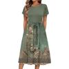 Women's Casual Cute Pattern Print Round Neck Midi Dress Basic Classic Outdoor Everyday Short Sleeve Loose Dress
