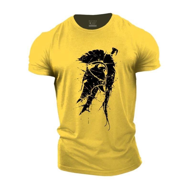Men's 3D Short Sleeved T-shirt with Spartan Pattern