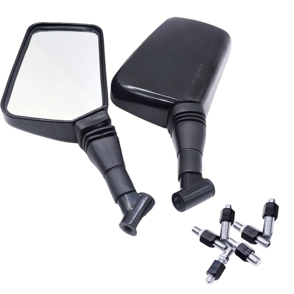 Kanoan Motorcycle Square 8mm and 10mm Universal Left and Right Motorcycle Handlebar Side Rearview Mirrors for Classic and Replacement Mirrors,