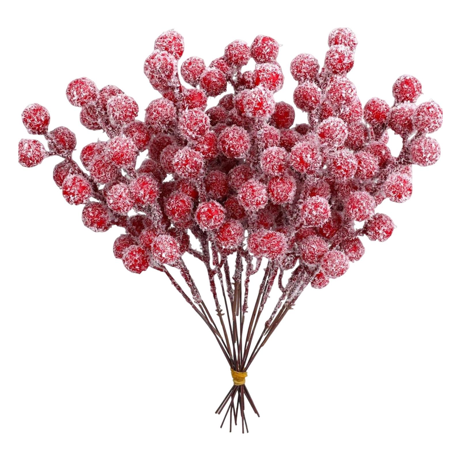 

20 Pieces Artificial Red Berry Picks Christmas Berry Picks Christmas Decor Simulation Fake Red Berries for Winter Home Decor