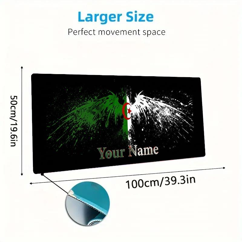 Algeria Flag Custom Name Large Size Mouse Pad Large Gaming Table Cushion Non-slip Laptop Tablet Big Mousepad XXL Mat Mini PC Playmat With Lock edge