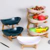Yousheng Storage Tray with Stable Wood Frame Elegant Modern Oval Design Tray Space-Saving Organizer for Fruits Vegetables Snacks