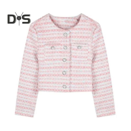 

Осенне-весенняя женская куртка в стиле ретро с пуговицами, круглым вырезом, однобортная, с нагрудными карманами, длинными рукавами, свободное пальто для поездок на работу и свиданий S розовый