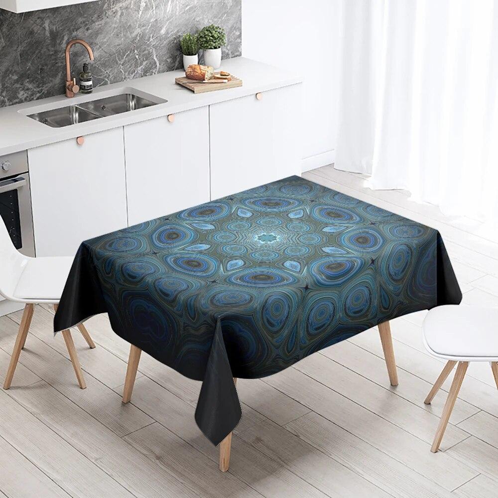Psychedelische geometrische Mandala-Tischdecke, Hochzeitsdekoration, Restauranttisch, wasserdicht, rechteckig