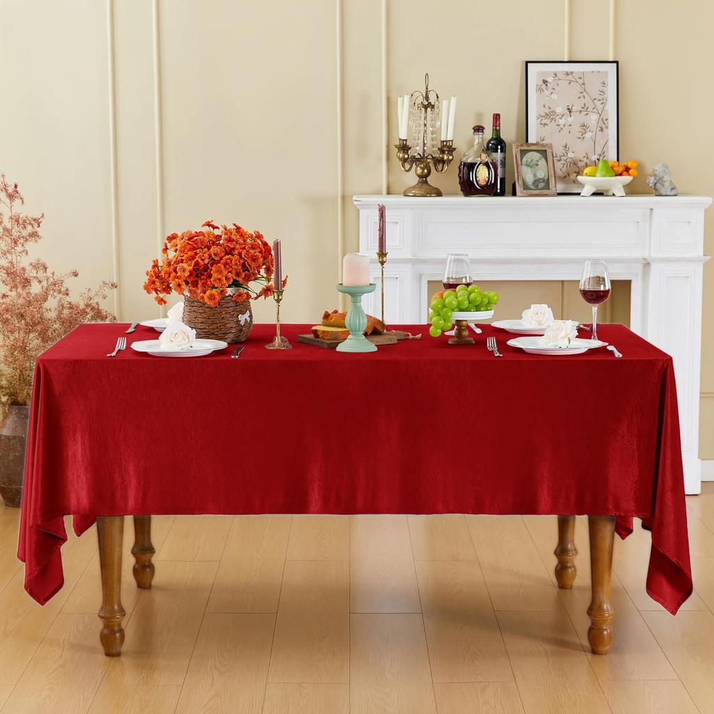 Red Velvet Tablecloth, 60 x 102 Inch Rectangle Table Cover, Red Velvet Table Cloth Smooth Luxury Tablecloth for Party Wedding Di