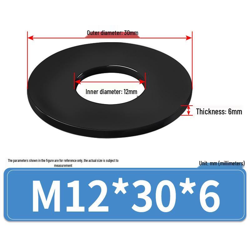 8.8 Grade Black Hardened High-Strength Oversized Flat Metal Spacer Washer (M2-M8)