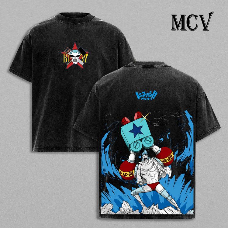 One Piece Anime Men's Women's Vintage Washed Oversized T-shirt Hip Hop Streetwear Y2k Harajuku Cotton Short Sleeve High Quality Female Male Clothing
