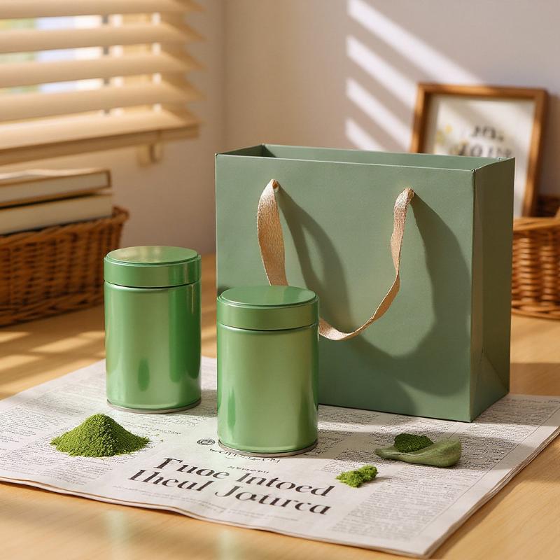 Airtight Tinplate Tea Canister Storage Container For Leaf Tea Bags Matcha Powder Sealed Pantry Organizer Kitchen Tea