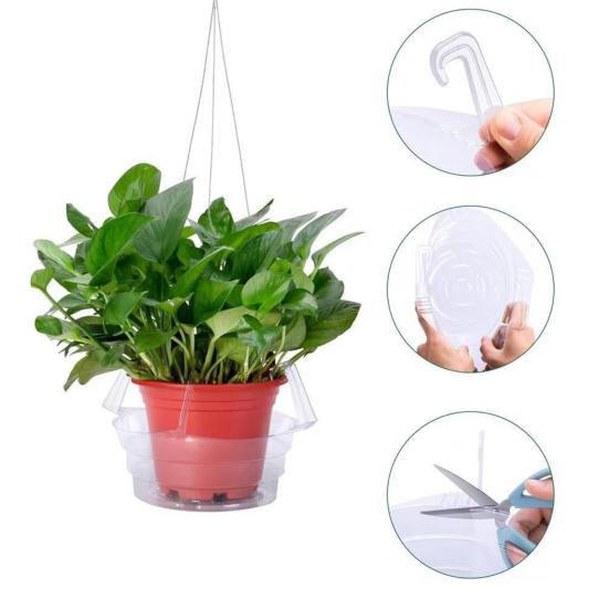 Yousheng Flower Pot Watering Tray, with Hooks Hanging Baskets, Ventilation Easy Installation Plant Tray, for Indoor Outdoor Hanging