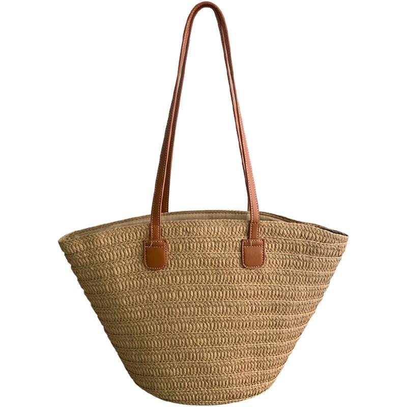 Straw Woven Bags for Women with Large Capacity New Style Vacation Beach Bags Woven Buckets and Vegetable Baskets Commuting Toys