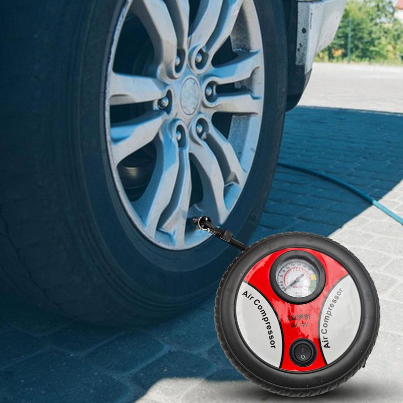 Portable Air Pump For Car Tires Car Tire Pump Multifunctional 12V Electric Tire Pump With Pointer Pressure Gauge Portable For