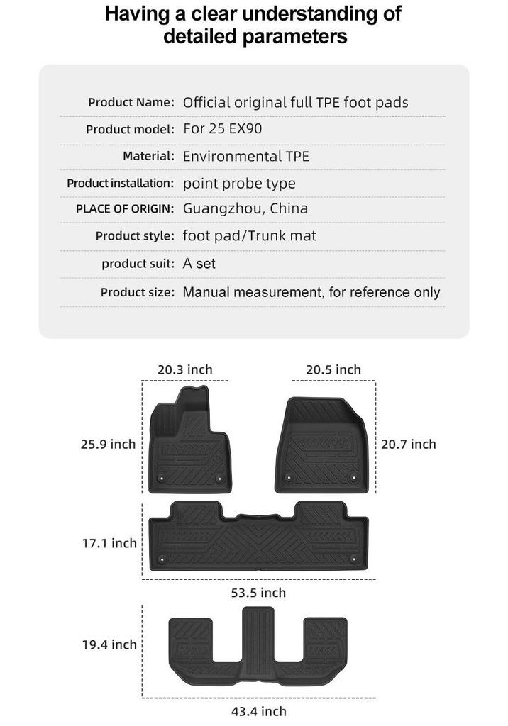 Volvo EX90 TPE Fußmatten & Kofferraumwanne Set für 25 Autos