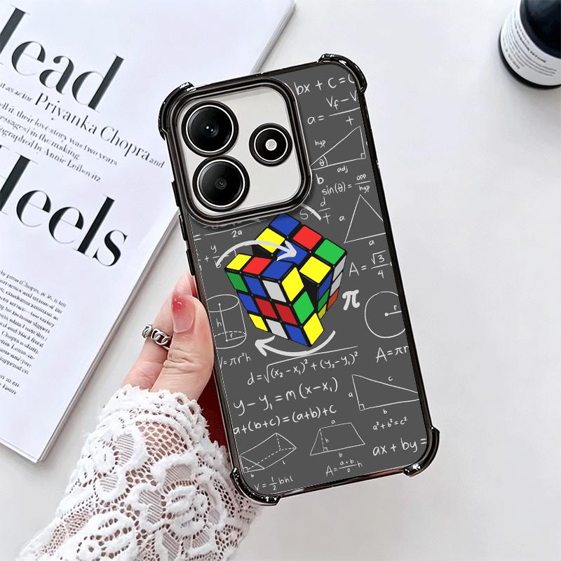 Rubik Cube Formula Spoofs Math Soft Phone Case For Xiaomi Redmi Note 14 15 Pro Plus 13 12 11S 11T 5G 10 9S 9 Plating Anti-Fall F