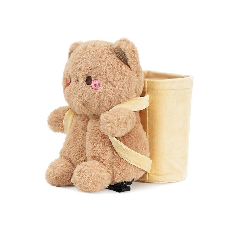 Cute Cartoon Capybara Plush Car Tissue Box Storage Bucket