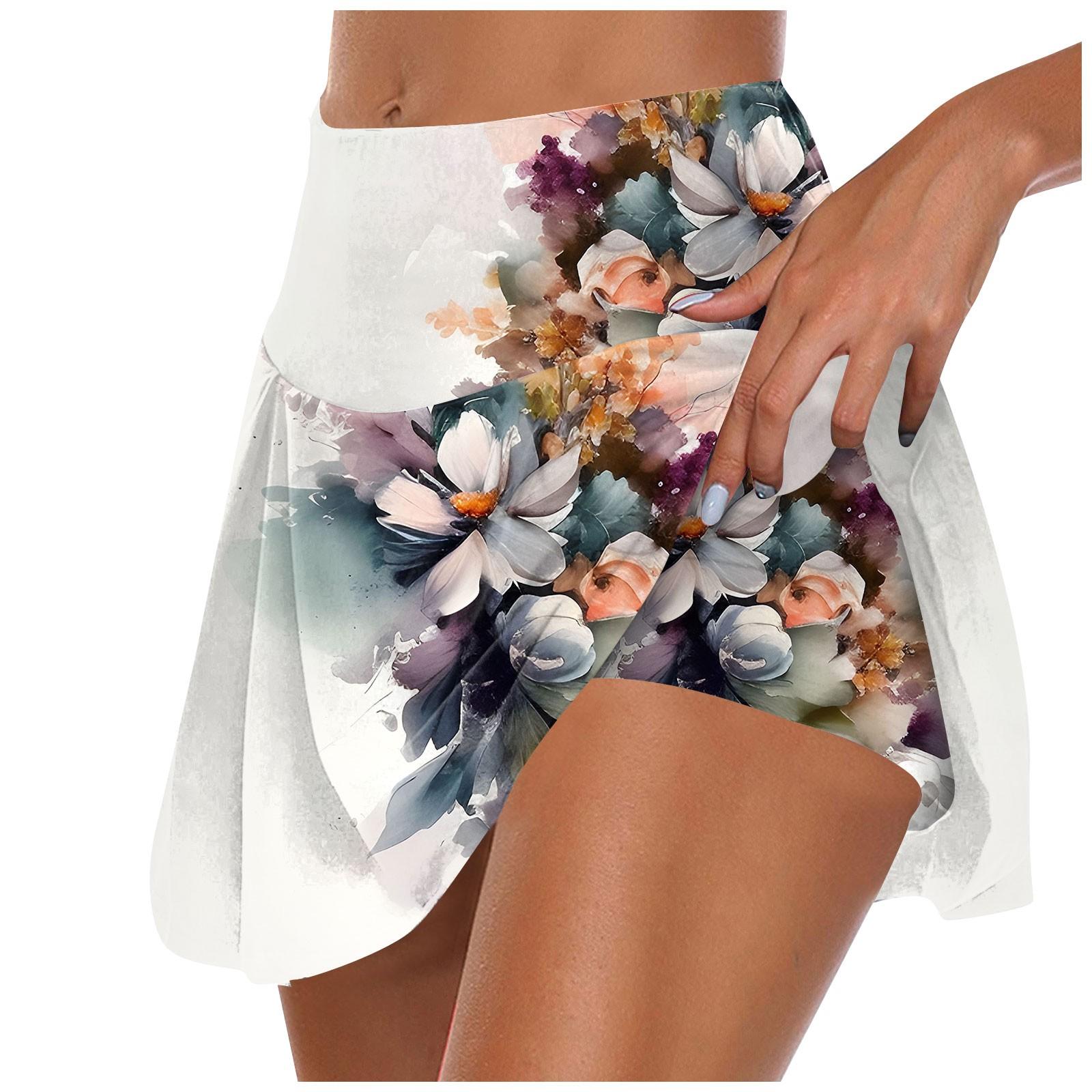 

Женские спортивные эластичные плиссированные теннисные юбки для бега, йоги, внутренние шорты, эластичные спортивные шорты для гольфа S белый