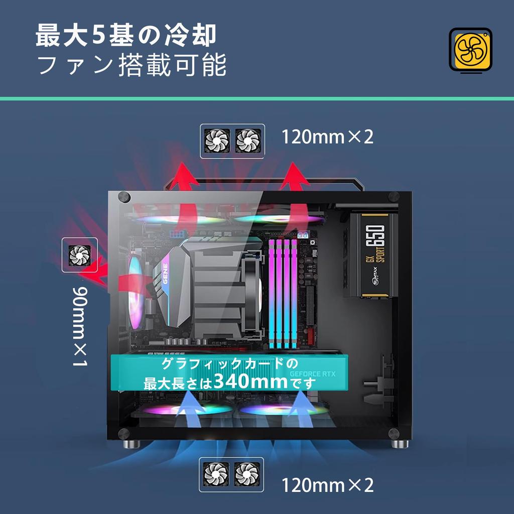 PC PC Klarglas Mini-Typ Gehäuse, Midi-Tower Gehäuse, Modell, Micro-ATX, schwarz,