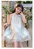 Girls' Sleeveless Dress, Summer Neck Hanging, Stylish Chiffon Dress, 2026 New Item, Medium To Large Children's Mesh Dress, Korean Version