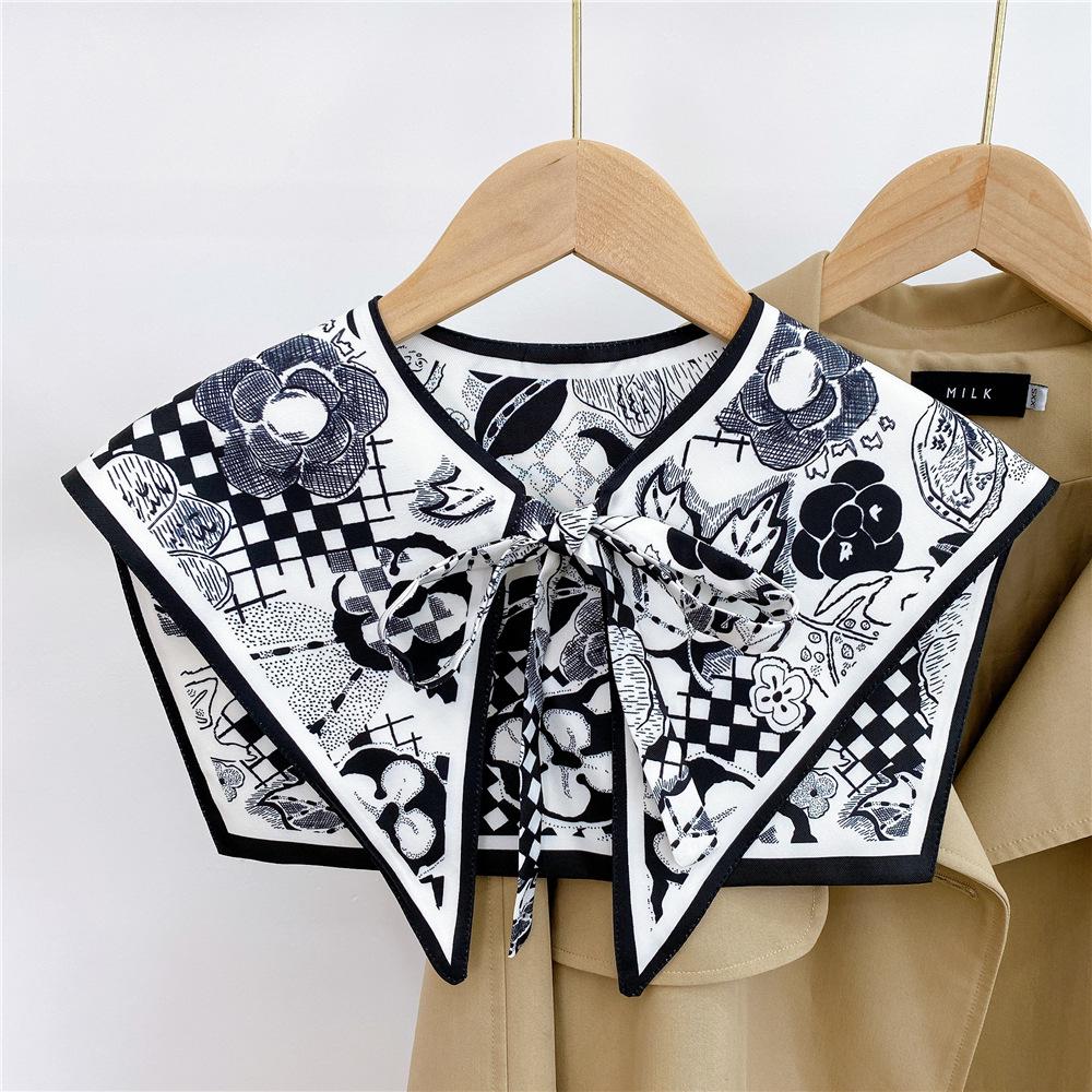 Silk Draped Women's Shoulder Scarf Shawl Collar with Neck Protection & Decorative Knotting