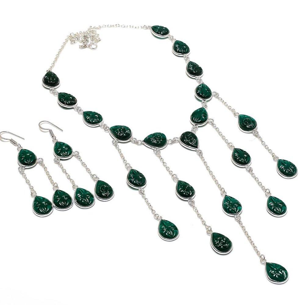 Natural Chrome Diopside Gemstone Handmade 925 Sterling Silver Gift Set L4r58