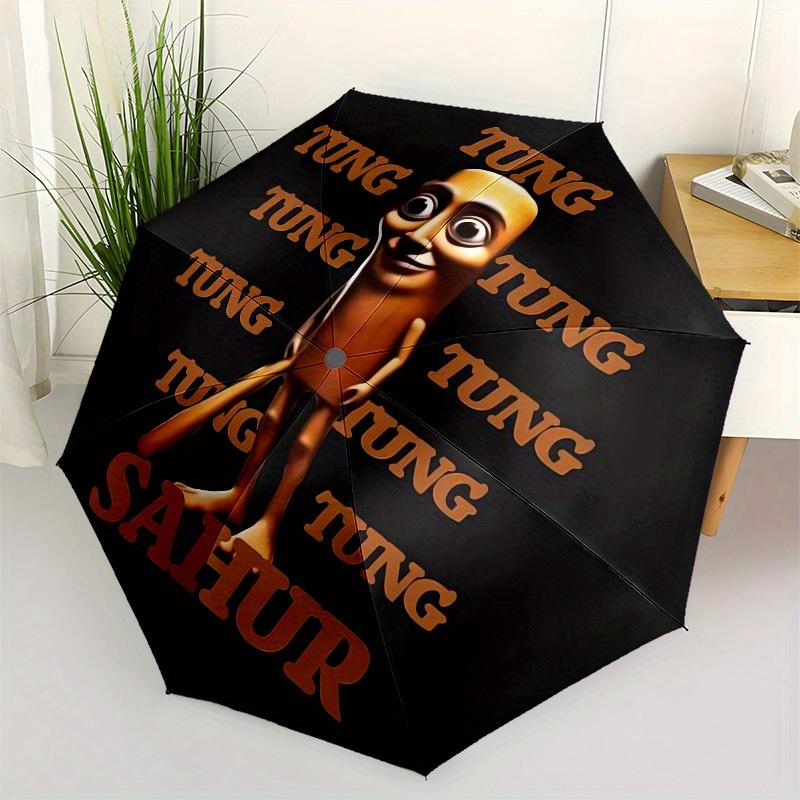 

1pc Sahur Tung Umbrella with Plastic Handle,Suitable for All Seasons Home Travel Outdoor UmbrellaM997