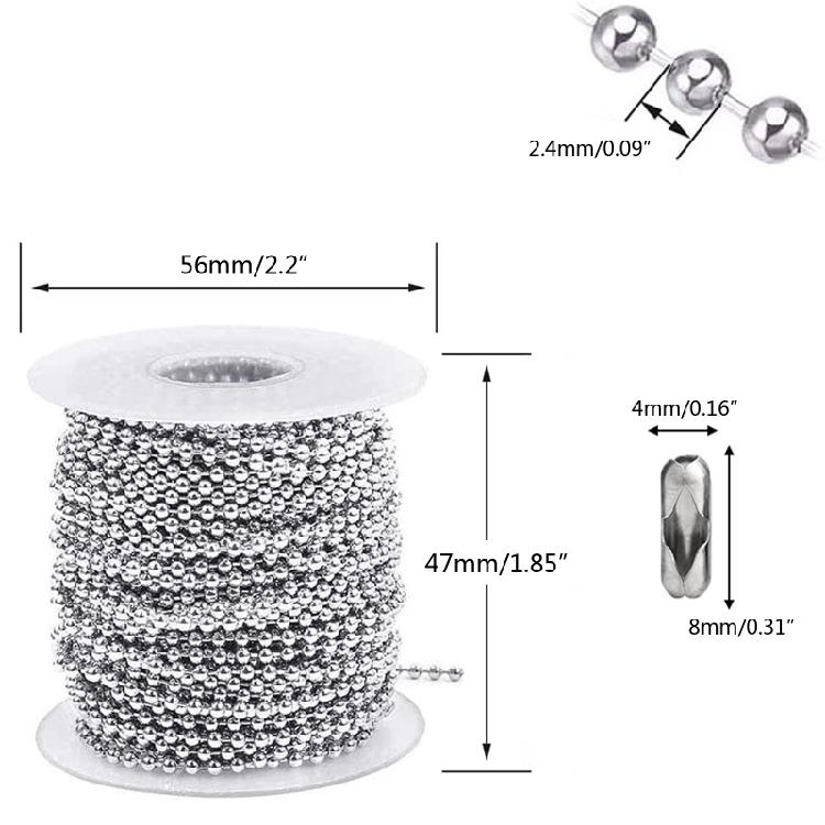 Stainless Steel Ball Chains Dog Tags Chain Bead Necklace Chains for W/20 Connect