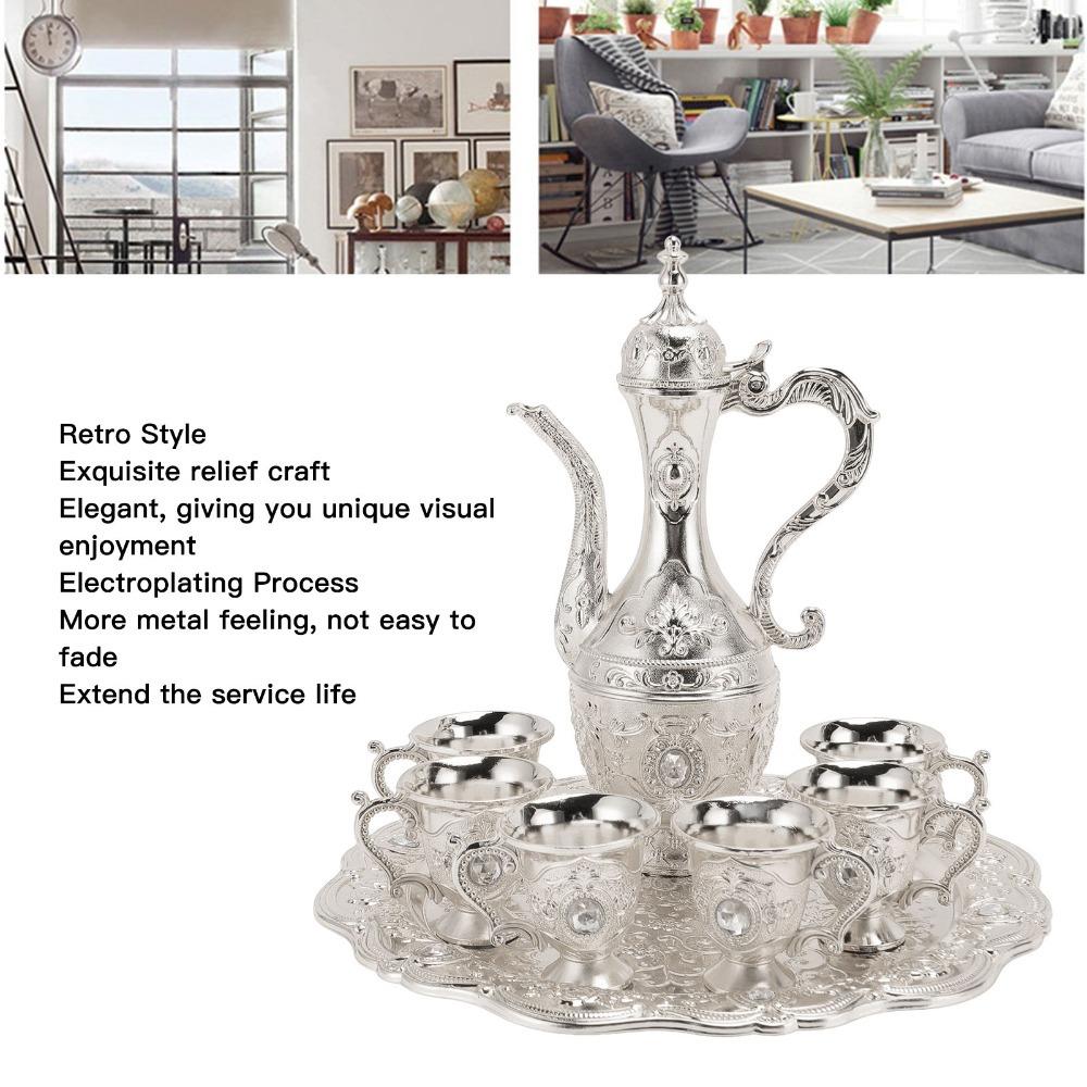 8pcs With Tray Turkish Tea Set 6 Cups Included Wine Glass Pot Set Coffee Pot Set Wedding Decor