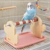 Stable Wooden Bird Platform with Tray Cockatiel Grinding Sticks  Cage Use