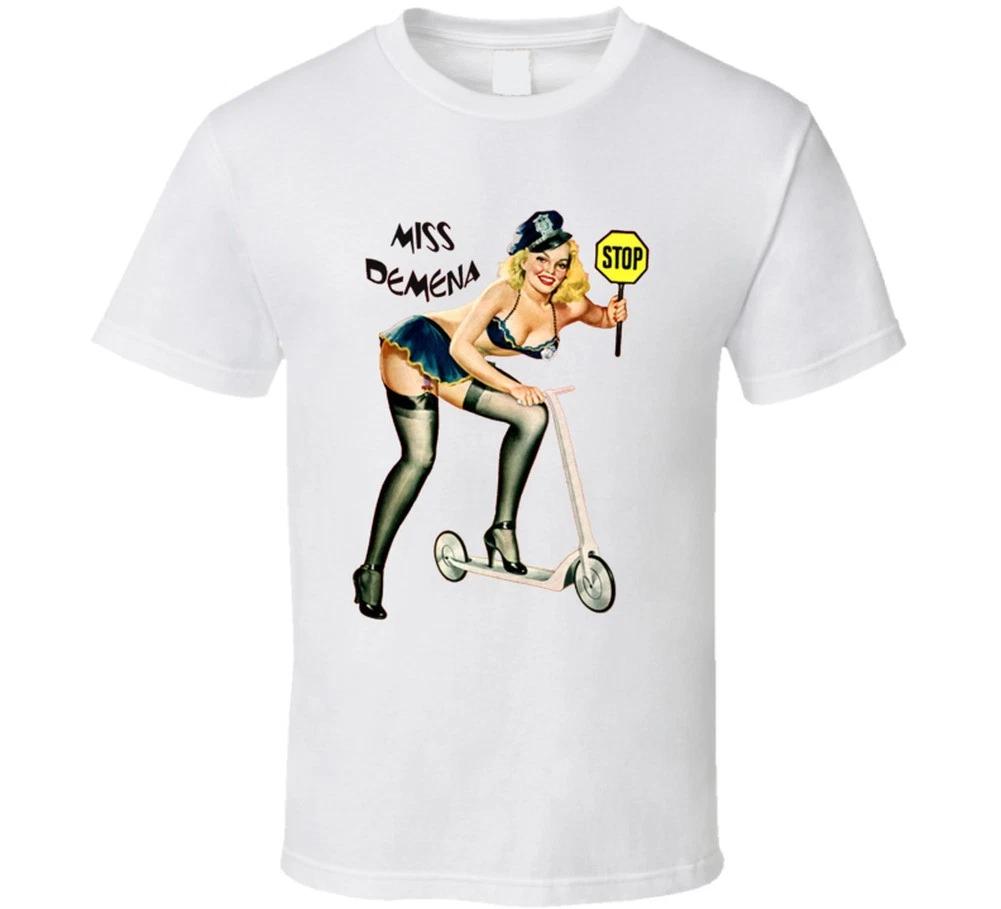 

Miss Demena Retro T-shirt Vintage Tee 50s Police Woman Cute Pinup Girl Burlesque M