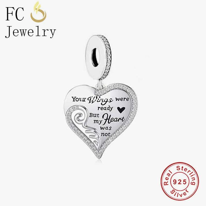 FC Jewelry Fit Original Charm Bracelet 925 Silver A Piece Of My Heart Has Wings is In Heaven Forever Bead For Making Berloque
