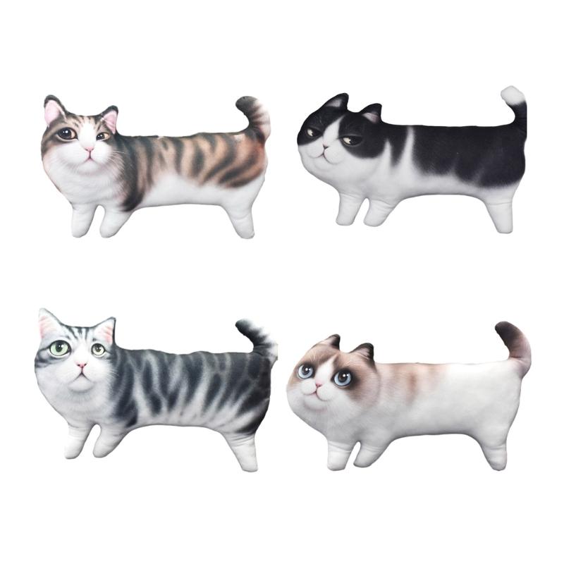 Cotton Cat Printed Throw Pillow Soft and Comfortable Toy Cushion with 3D Eyes Present for Girlfriend Home Decor
