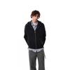 Unisex Streetwear Hooded Zip-Up Sweatshirt Punk Studded Loose Fit Black Casual Jacket