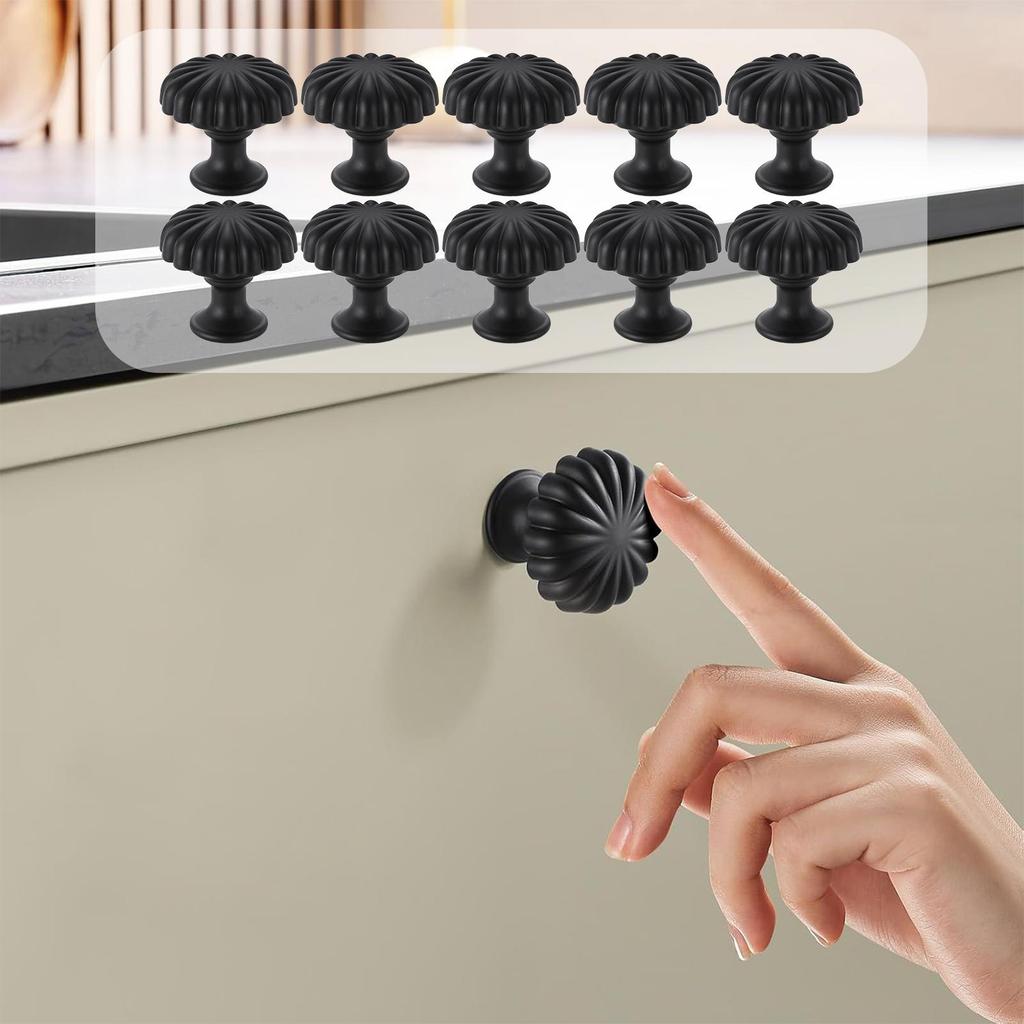 Kitchen Cabinet Knobs 10 Pieces Pumpkin Pull Knobs Zinc Alloy Antique Round Pulls For Closet Wardrobe Home Garage Bedroom Living