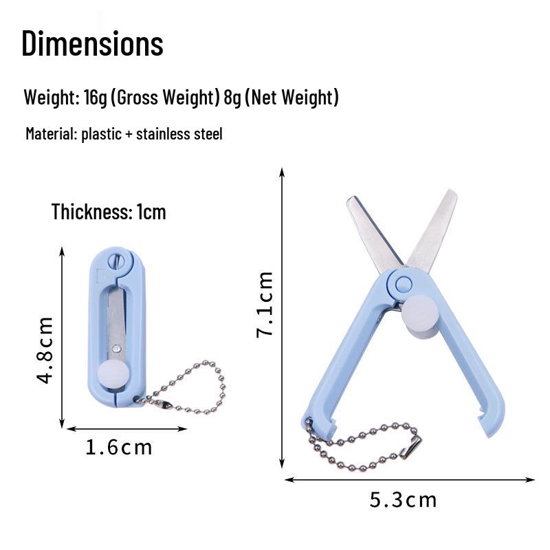 Compact Retractable Round-Head Scissors Keychain for Journaling and Paper Cutting