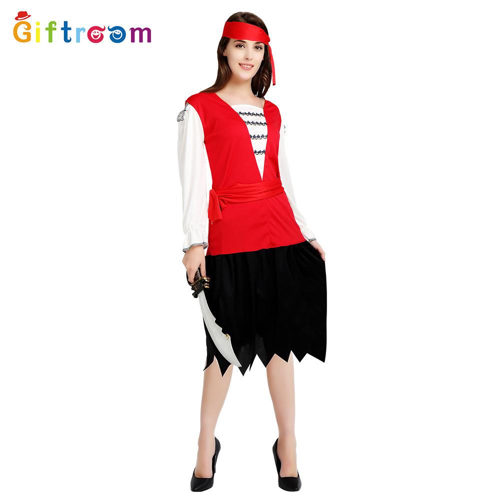 And Alluring Red Black Pirate Costume For Women Made From Premium Polyester Fabric