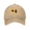 Golden Sunflower Butterfly Heart Wall Art  New Vintage Washed Cotton Baseball Cap Parent Kids Sun Hats