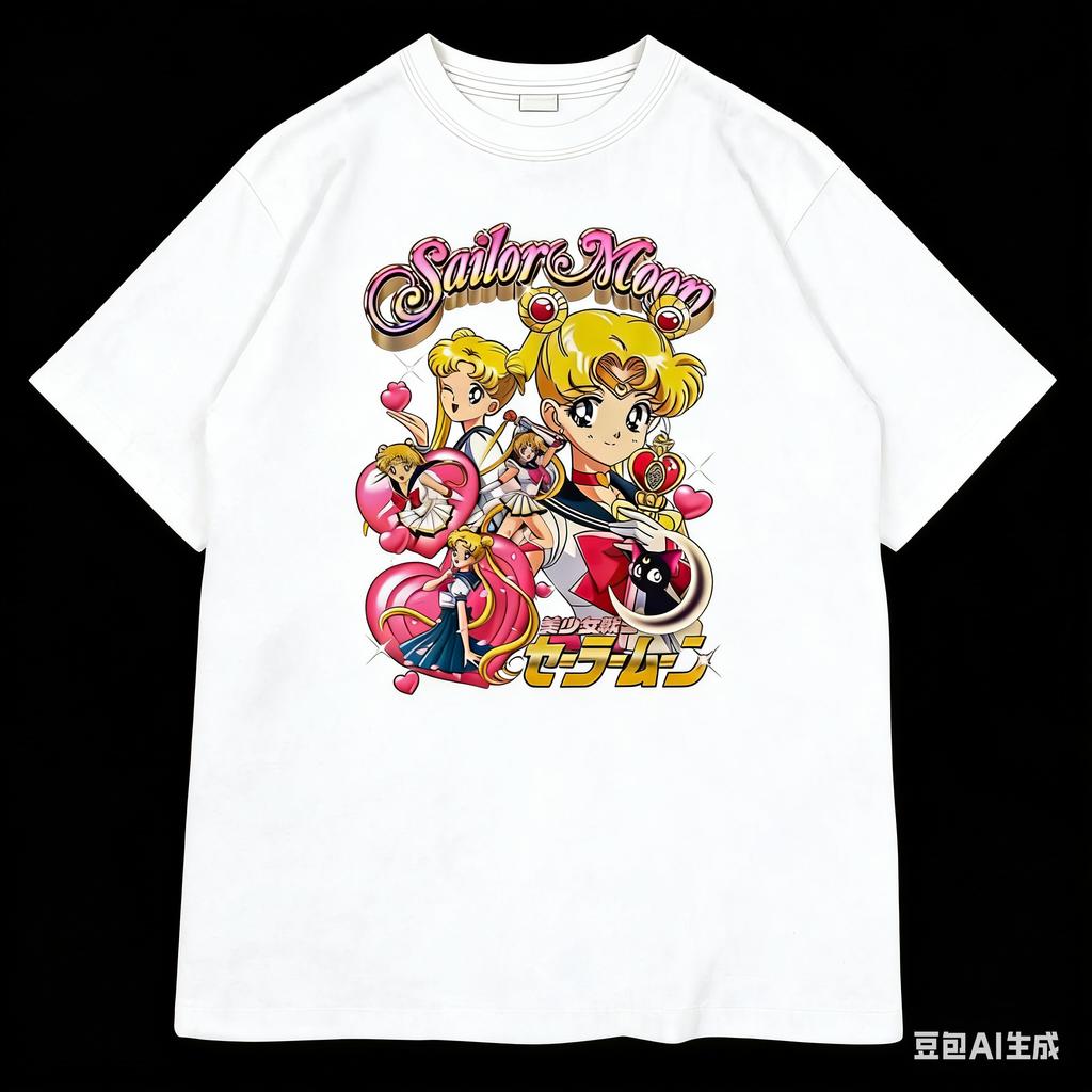 2026 Fashion Cotton Sailor Moon Lost Americana Tsukino Usagi Y2K TShirt Unisex High Quality Casual Parentchild Cotton Soft Tee