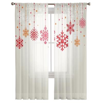 Christmas Snowflakes Tulle Curtain For Living Room Bedroom Kitchen Decoration Window Voiles Tulle Curtain