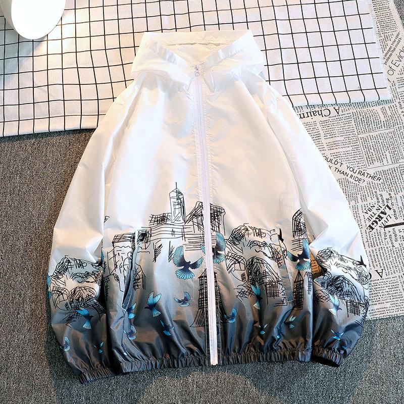 Letní tenká bunda na opalování MAITA Módní pánská a dámská bunda s přechodovým potiskem pro volný čas