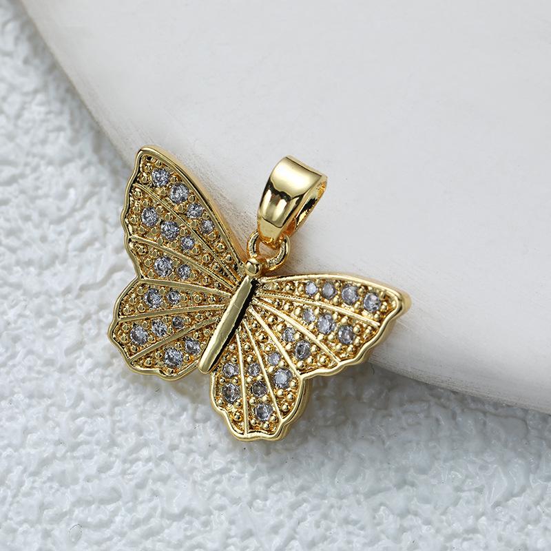 Επίχρυσωμένο Χάλκινο Κρεμαστό Πεταλούδα με Ζιργκόν για DIY Κοσμήματα